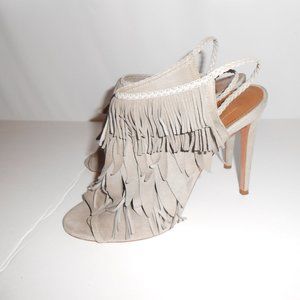 Aquazurra Gray Heels US 8.5 Pocahontas Sandals 4" Heel Suede Leather